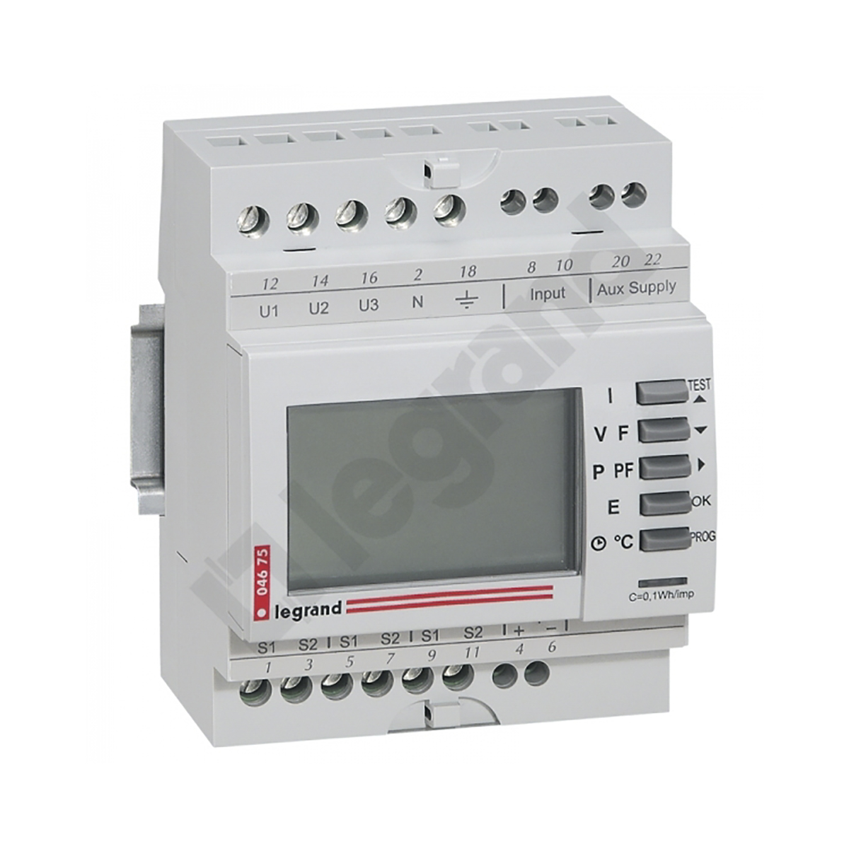 Legrand EMDX3 LCD Digital Panel Multifunction Meter for Current, Internal Temperature, Active Power, Reactive Power,