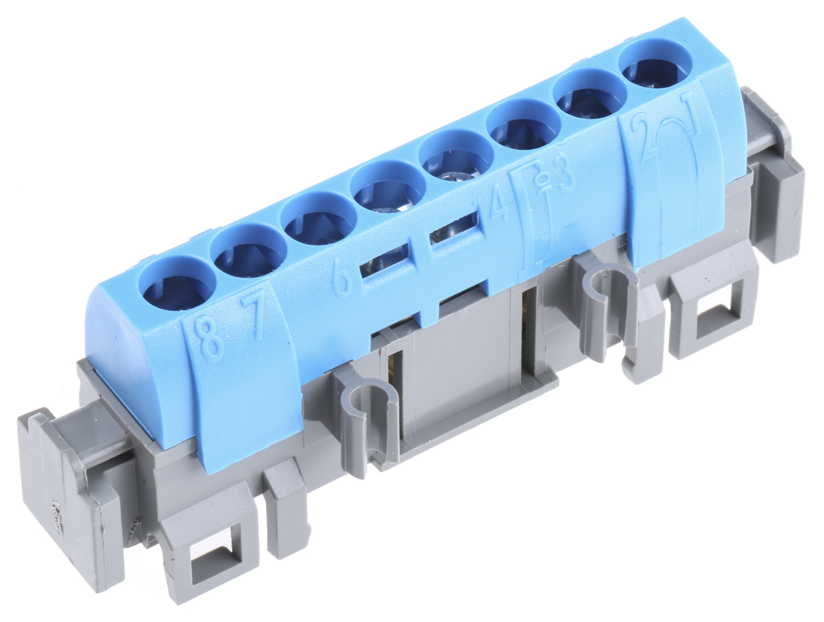 0-048-42 Legrand Distribution Block, 8 Way, 400V ac, 80A, Blue