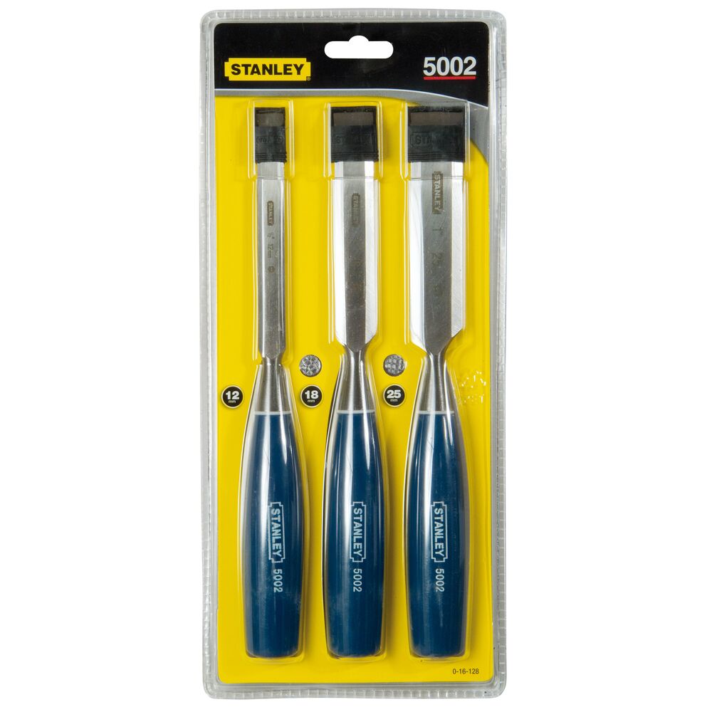 Stanley 3 Piece Carbon, Steel Wood Wood Chisel Set, 33 cm Length