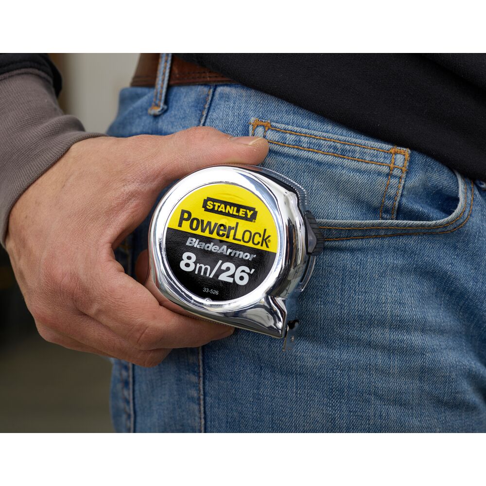 0-33-526 Stanley PowerLock 8 m Tape Measure, Imperial/Metric