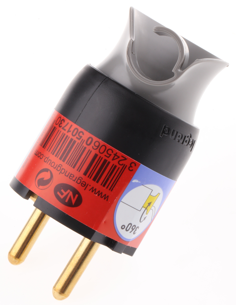 Legrand France, Germany Mains Connector Black, Grey, 16A, Cable Polymer, 250V, Screw