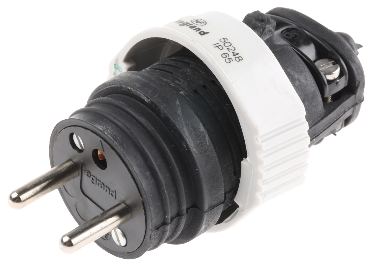 Legrand France Mains Plug Black, 16A, Cable Rubber, 230V, Screw