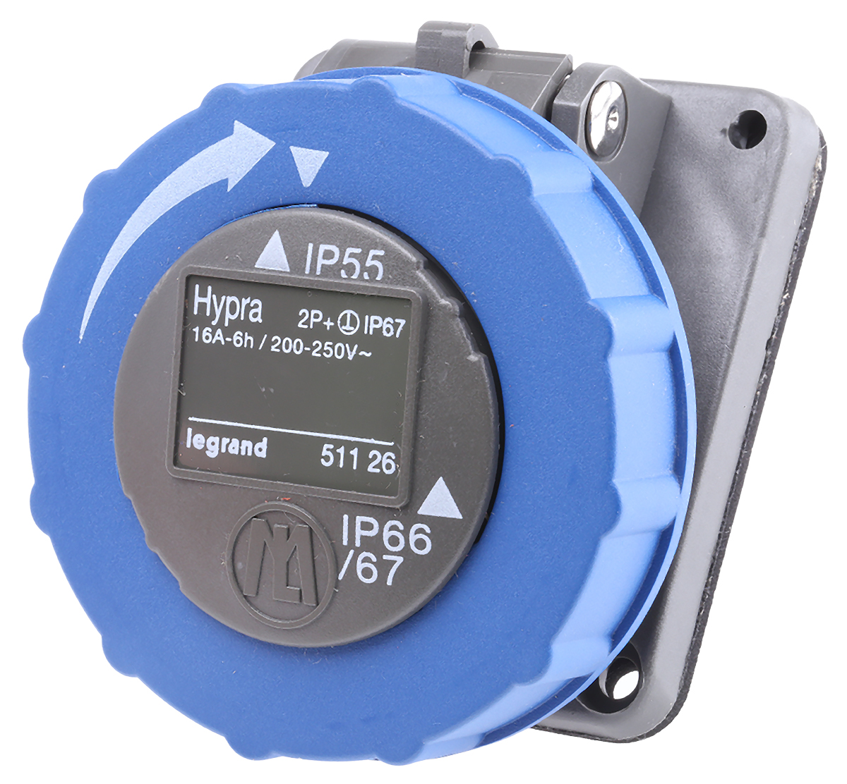 Legrand IP55 Blue Industrial Power Connector, Panel Mount, Rated At 16A, 250V