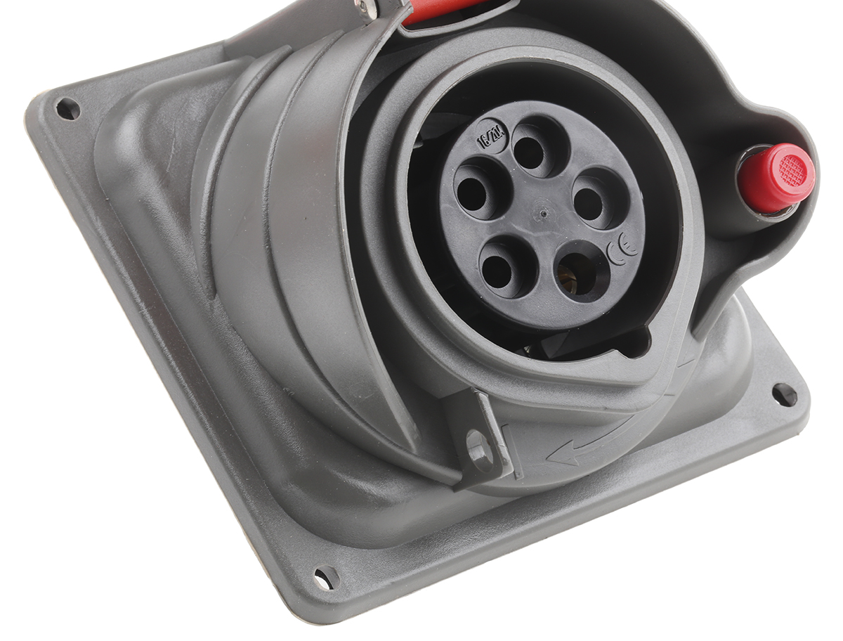 0-522-04 Legrand Right Angle Switchable IP44, IP55 Industrial Interlock Socket 3+N+E, 16A, 415V