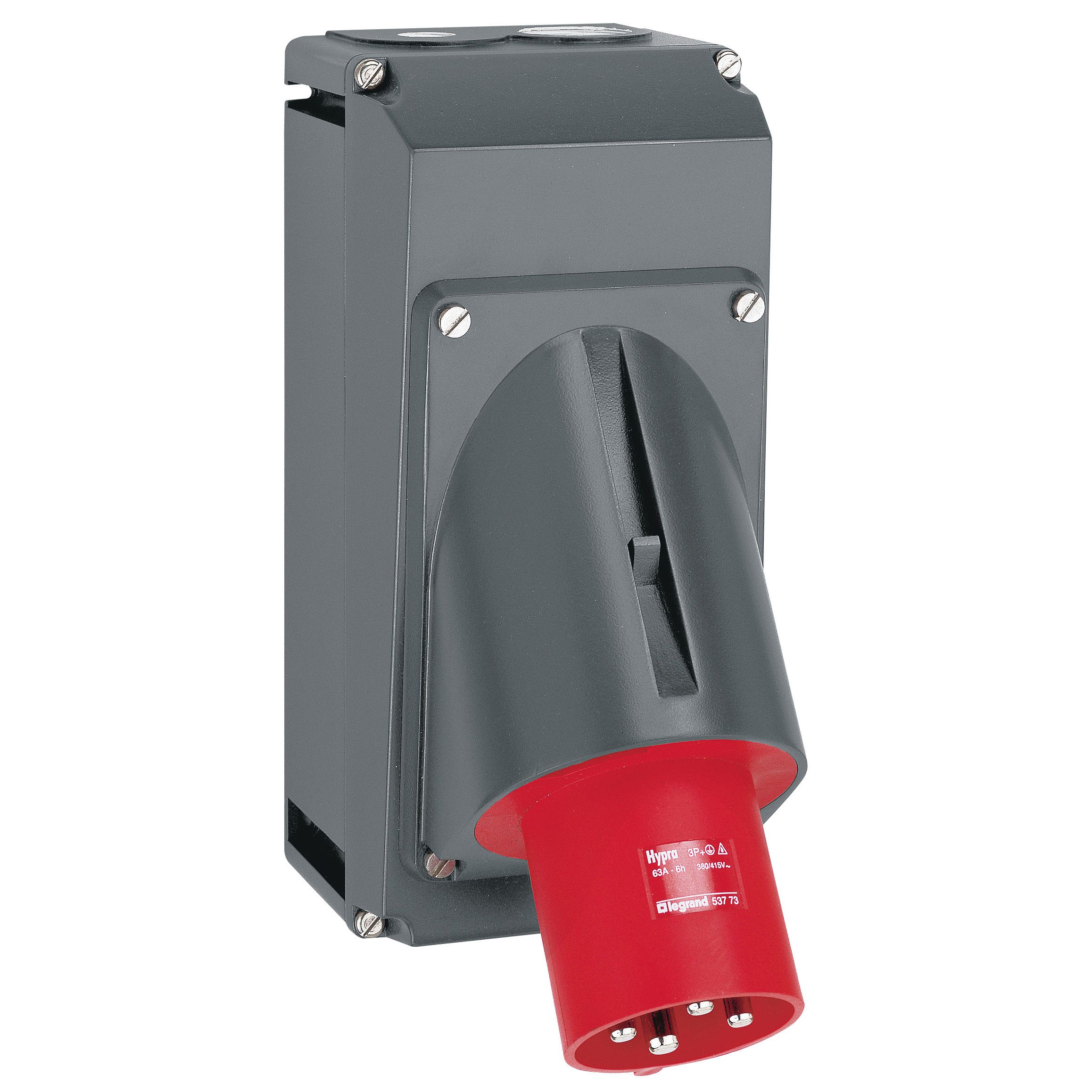 Legrand, HYPRA IP44 Grey Wall Mount Industrial Power Connector Adapter, 63A