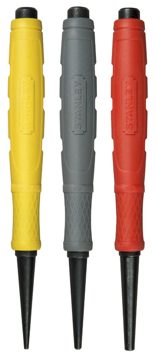 0-58-930 Stanley 3-Piece Punch Set, Pin Punch, 2.4mm Shank, 571.5 mm Overall