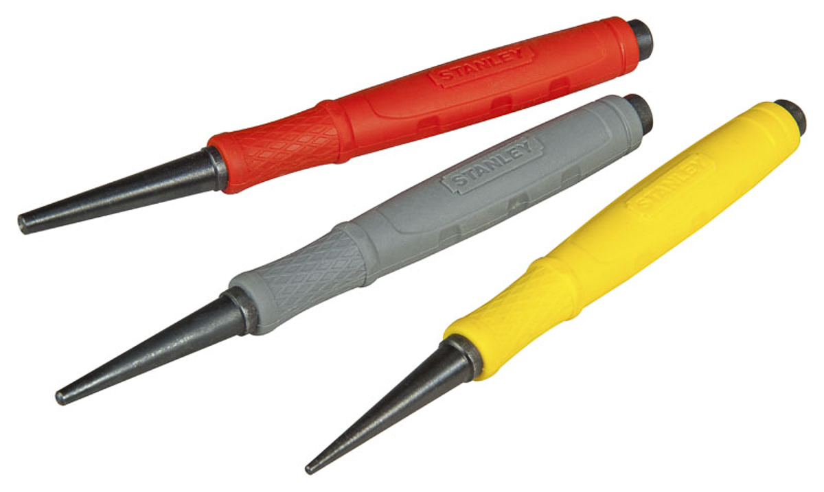 0-58-930 Stanley 3-Piece Punch Set, Pin Punch, 2.4mm Shank, 571.5 mm Overall