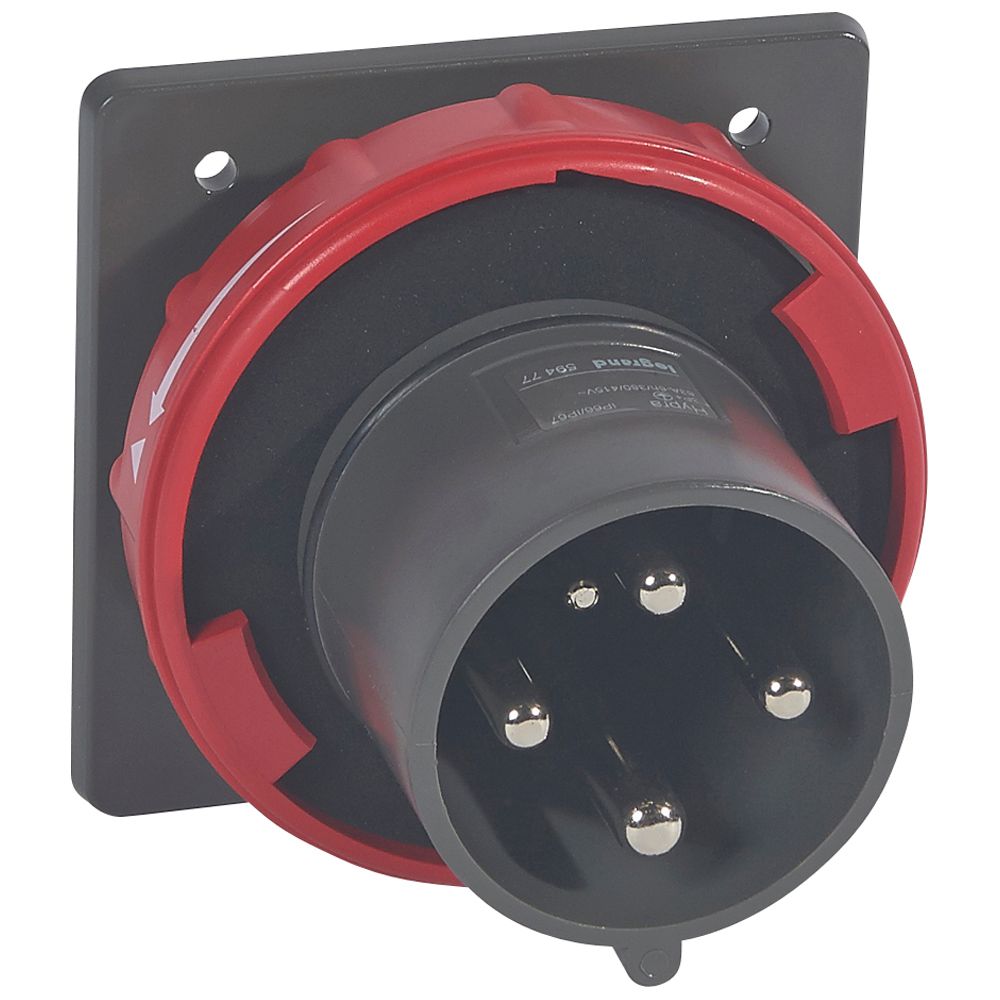 Legrand, HYPRA IP67 Red Panel Mount Mount 3P+PE Industrial Power Connector, 63A, 415V