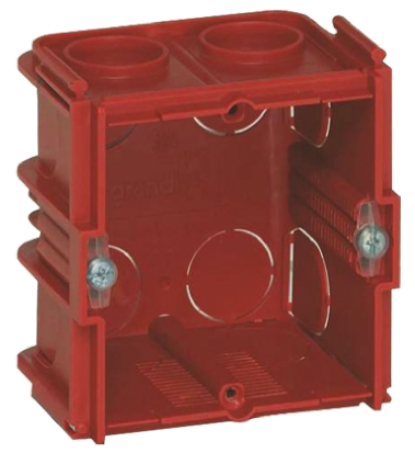 Legrand Batibox Red Plastic Back Box, NF, Flush, Vertical, Screw, Horizontal Mount, 1 Gangs 71 mm 71mm 40 mm
