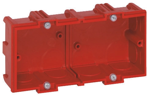 Legrand Batibox Red Plastic Back Box, NF, Horizontal, Screw, Flush, Vertical Mount, 1 Gangs 71 mm 71mm 50 mm