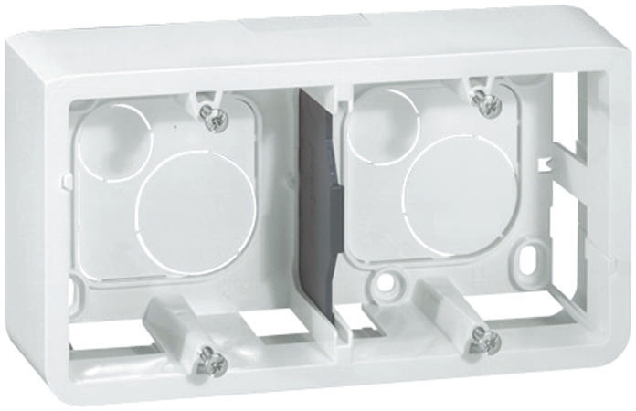 Legrand MOSAIC White Orange, White, Aluminium, Green, Red Plastic Back Box, NF, IP20, Trunking, Snap-On, Surface, Flush,