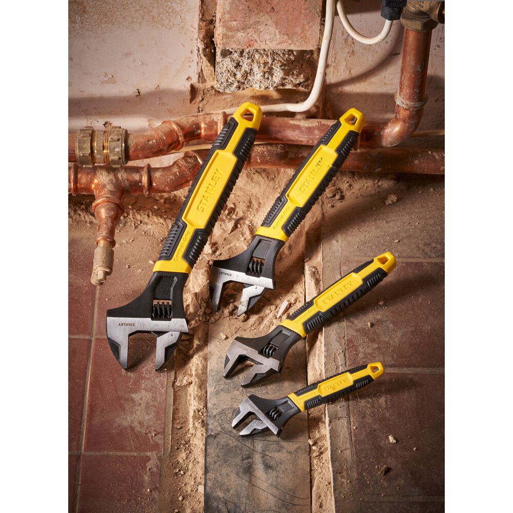 0-90-948 Stanley Adjustable Wrench, 24.2 cm Overall, Straight Handle