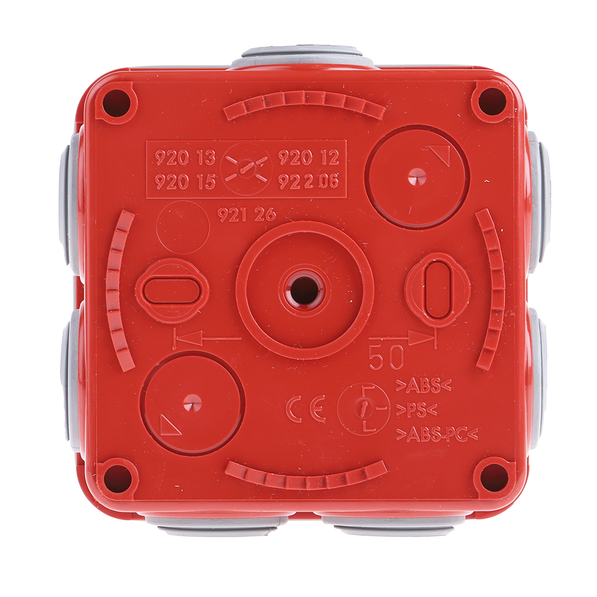 0-920-15 Legrand Polypropylene Adaptable Box 94mm x 94 mm x 94 mm with 7 Knockouts, Size:4 to 20 mm Knockout Size