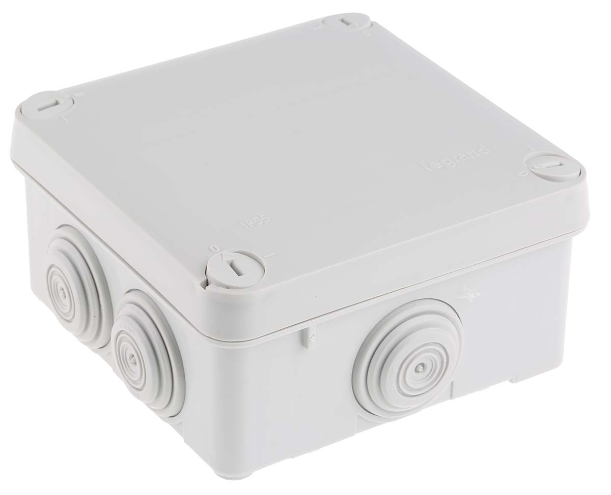 Legrand Plexo Series Grey ABS Junction Box, IP55, 4 Terminals, 105 mm, 105mm 55 mm