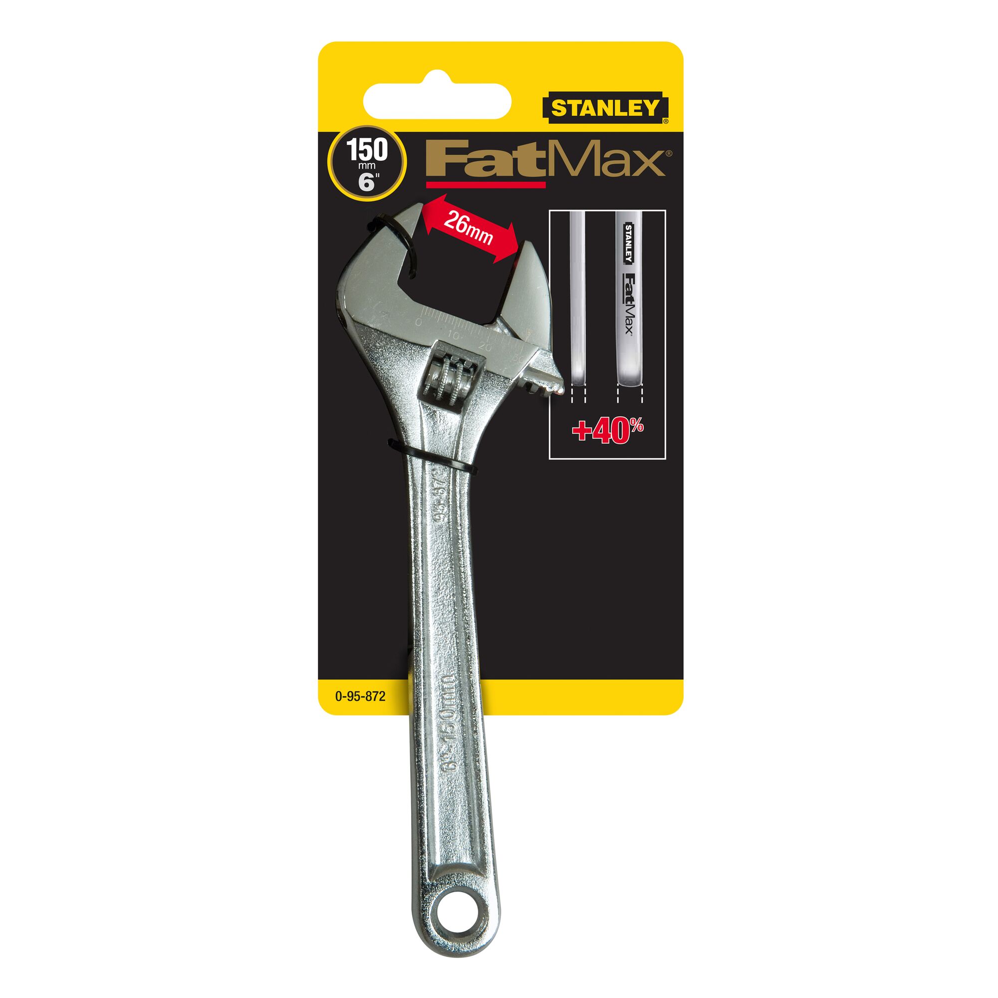 Stanley Adjustable Spanner, 196 mm Overall, 26 mm Jaw Capacity, Comfortable Handle Handle