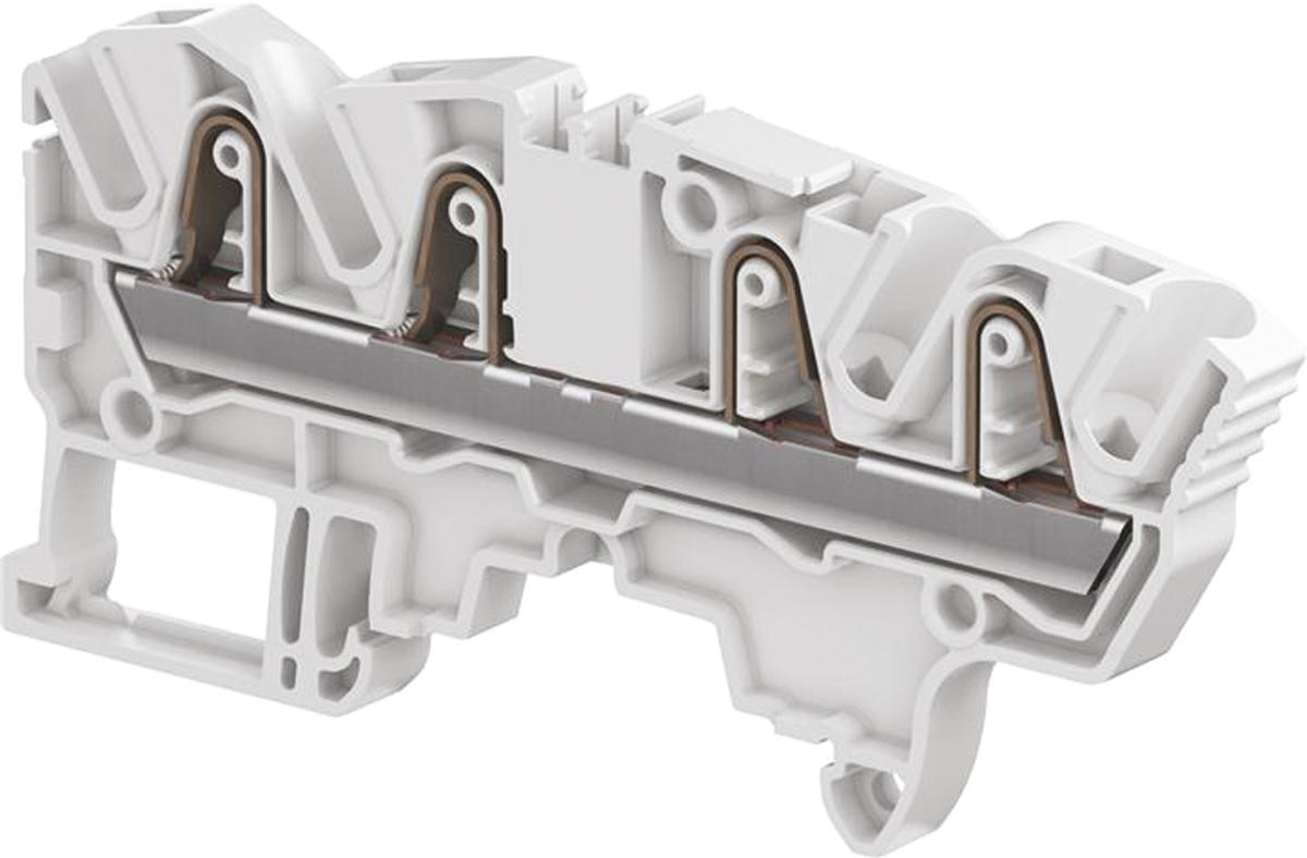 Entrelec ZK4 Series Grey Feed Through Terminal Block, 4mm², Single-Level, Spring Clamp Termination