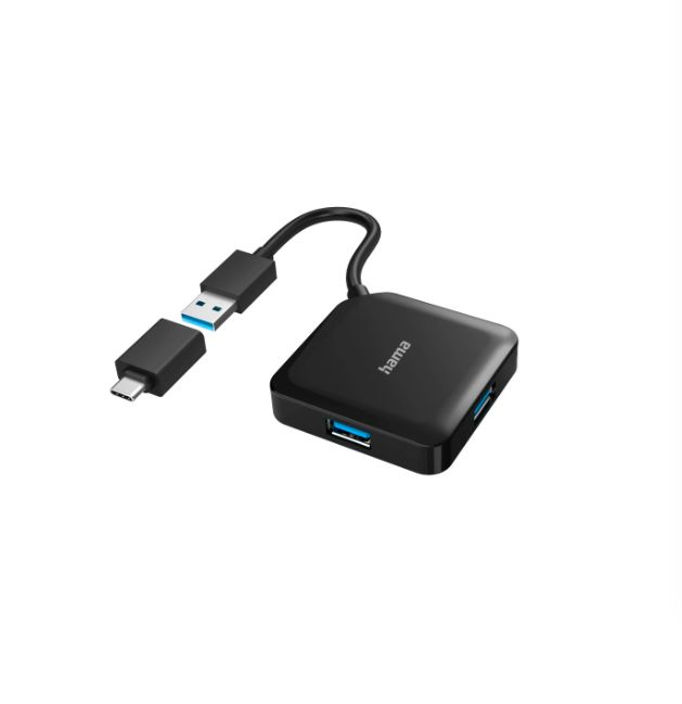 Hama 4 Port USB 3.2 USB C Hub, USB Powered, 5.3 cm 1.3 cm 5.3cm