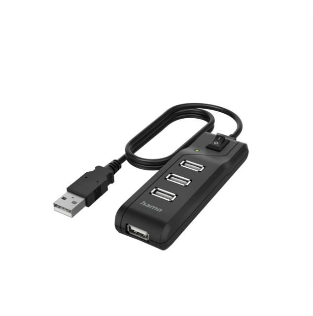 Hama 4 Port USB 2.0 USB C Hub, USB Powered, 3.4 cm 1.9 cm 11.5cm