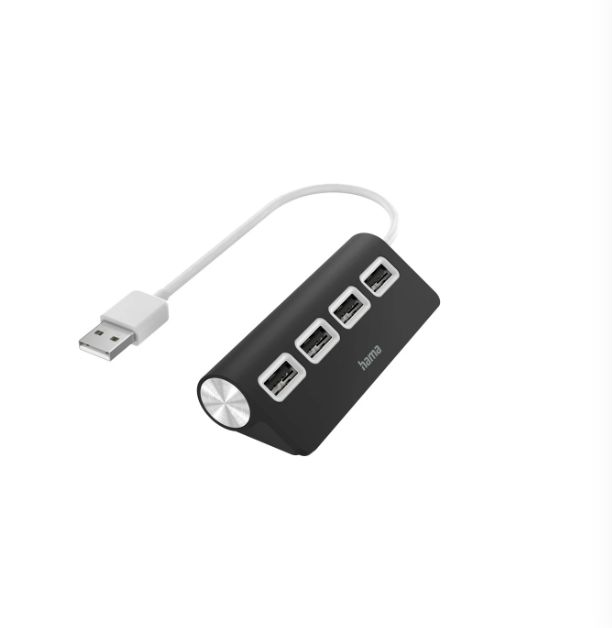 Hama 4 Port USB 2.0 USB C Hub, USB Powered, 2.2 cm 3.8 cm 8.9cm