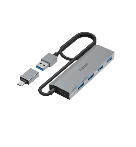 Hama 4 Port USB 3.2 USB C Hub, USB Powered, 3.2 cm 1.2 cm 9.8cm