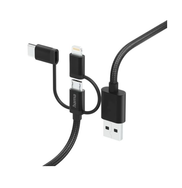 Hama , Male Lightning Connector, USB Type A, USB Type C to Male USB Type A, USB Type C, Black, 1.5 m