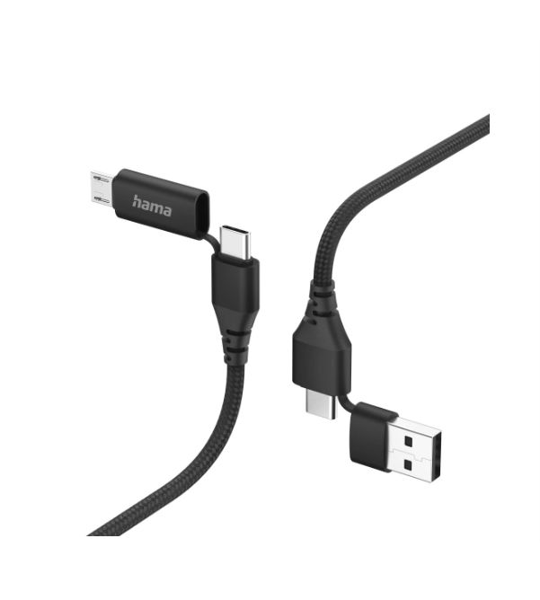 Hama , Male Micro USB Type B, USB Type C to Male USB Type A, USB Type C, Black, 1.5 m
