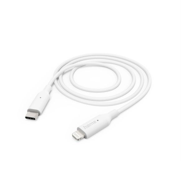 Hama , Male Lightning Connector, USB Type C to Male USB Type C, White, 1 m