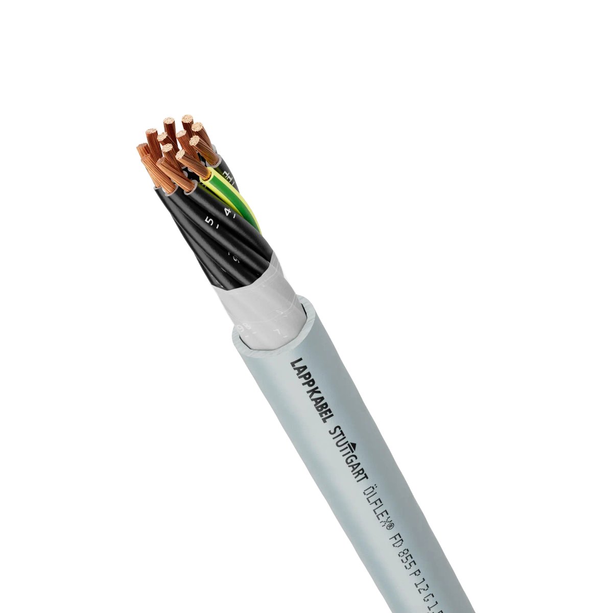 Lapp P Control Cable, 5 Cores, 1.5mm² 16 AWG, Unscreened, Black RAL 7001, Grey Polyurethane Compound Thermoplastic