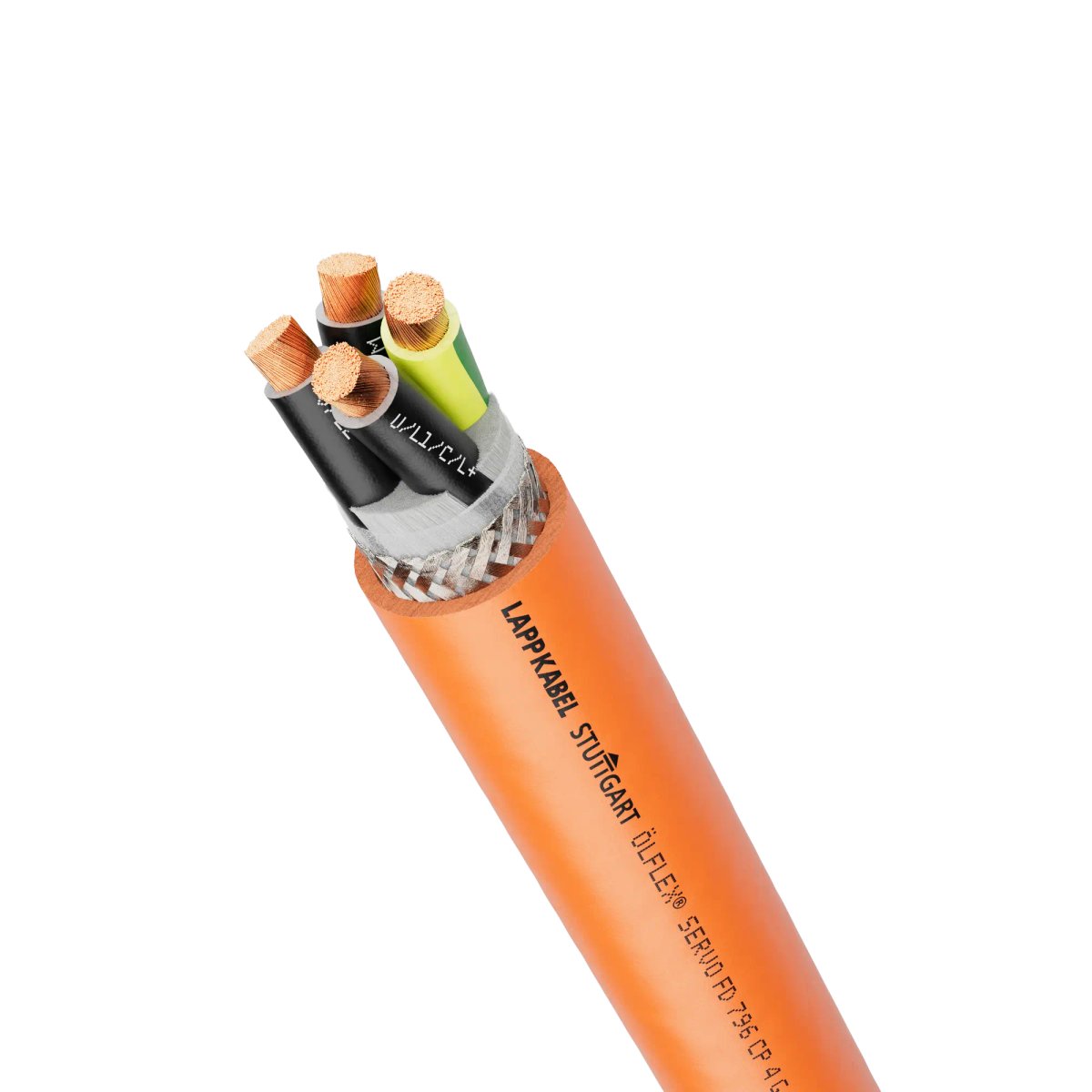 Lapp Servo Control Cable, 4 Cores, 2.5 mm² CSA 14 AWG, Screened, 100 m, Orange Polyvinyl Fluoride Sheath