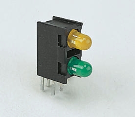 Schurter 0035.9675.2 Green Right Angle PCB LED Indicator, 2 LEDs 5 mm (T-1 3/4) 2.1 V