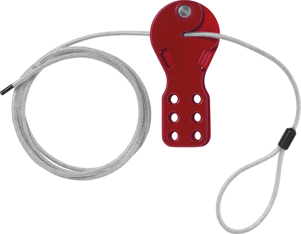 ABUS Red 6-Lock Lockout Plastic, Steel Cable Lockout, 7 mm