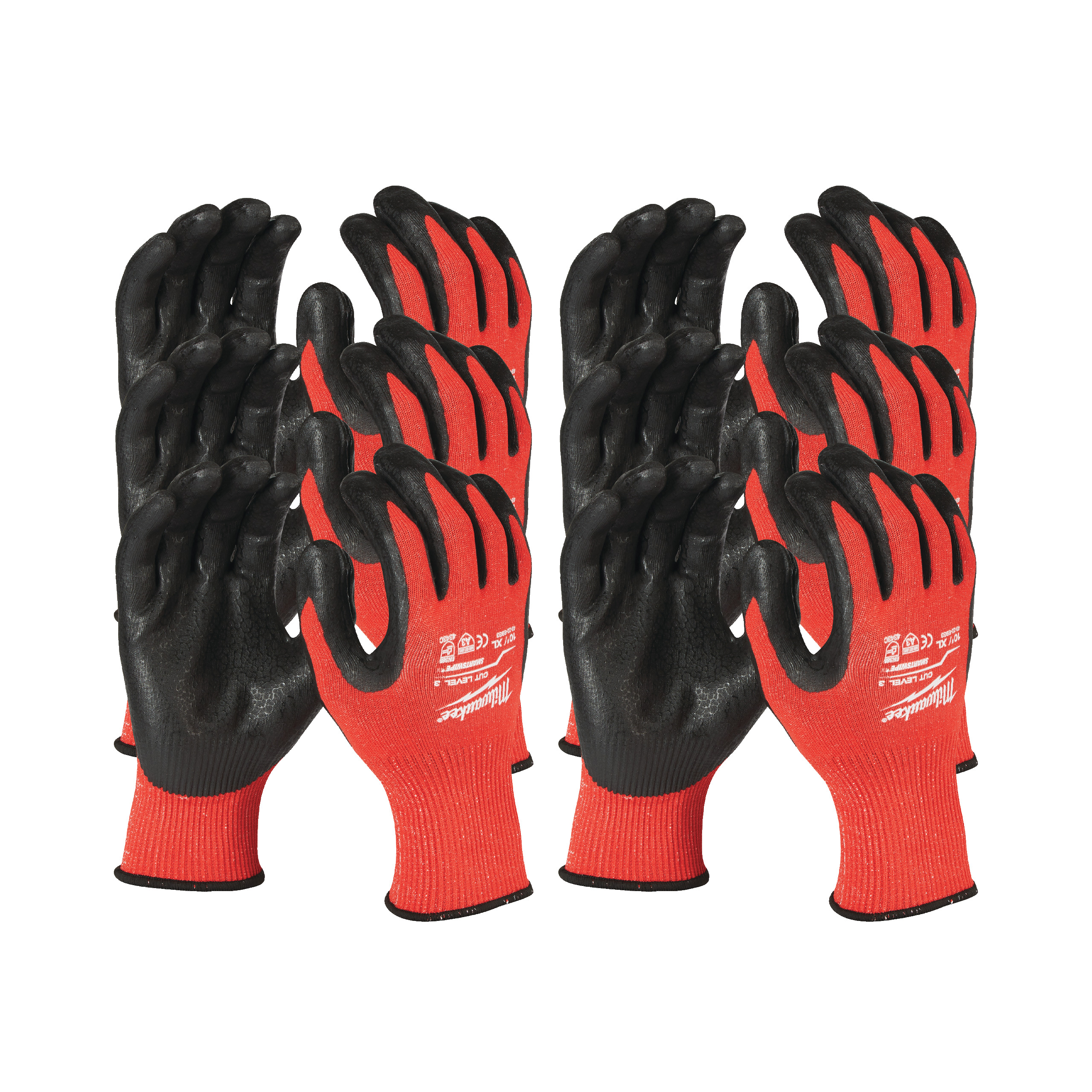 Milwaukee CUT C Black, Red Nitrile Nitrile Work Gloves, Size 11/XL, Nitrile Coating