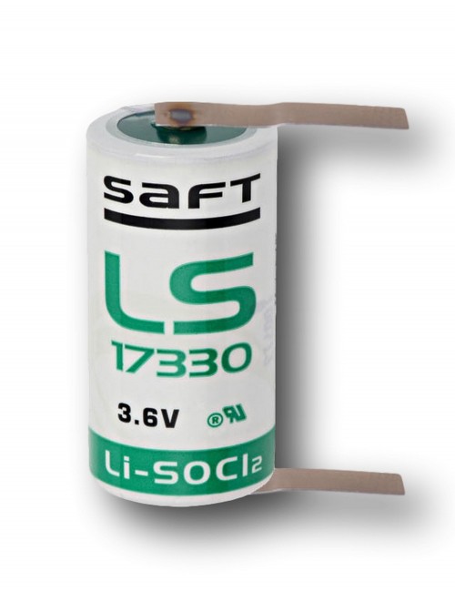 Saft Lithium Thionyl Chloride 3.6 V 2/3 A Battery, 2.1 Ah x 33 mm