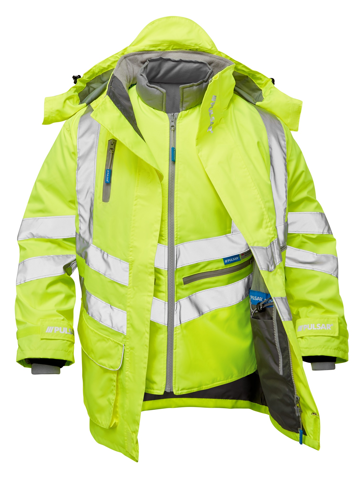 p487-r-xs PULSAR Yellow Hi Vis Bodywarmer, XS