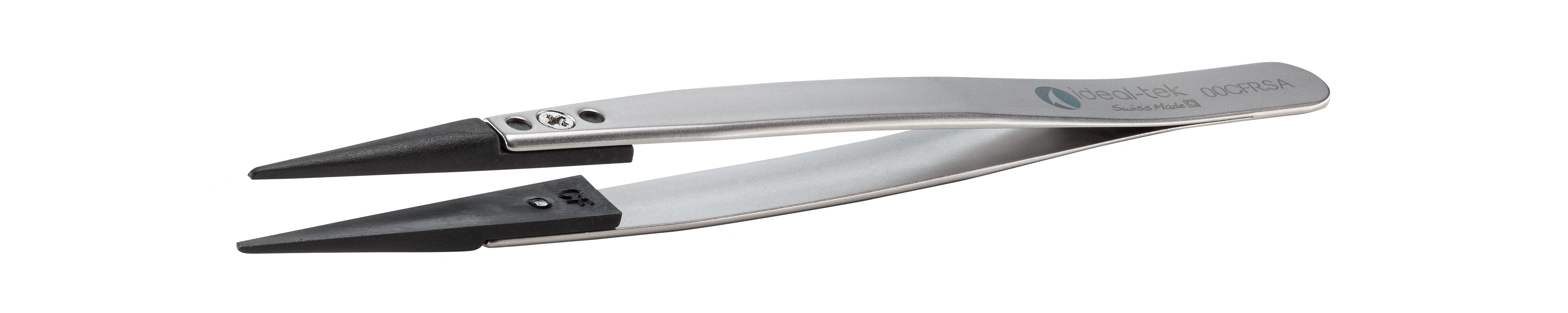 ideal-tek 130mm Polyamide 66, Carbon Fibre, Stainless Steel Straight, Thick ESD Safe Tweezer