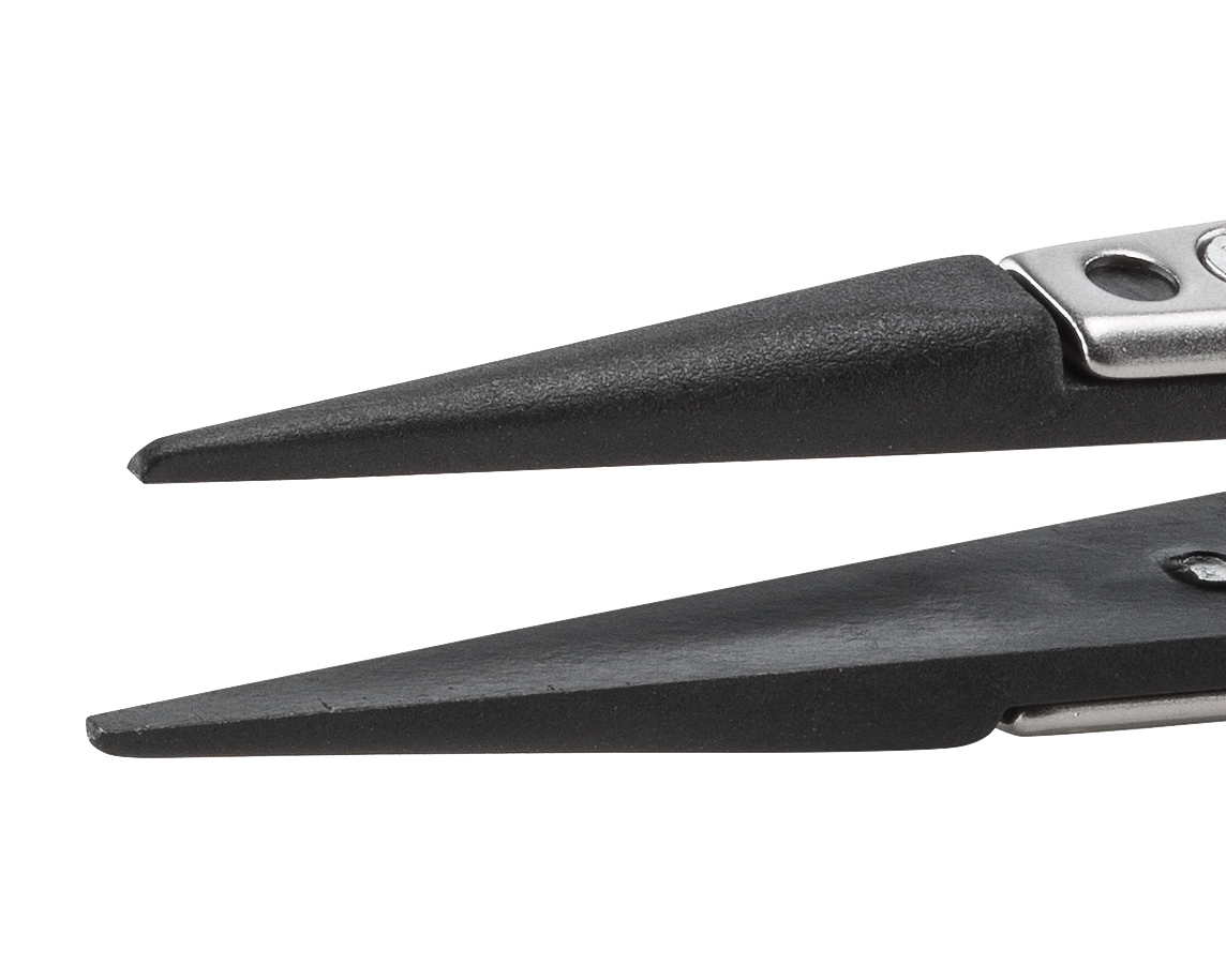 00cfrsa1 ideal-tek 130mm Polyamide 66, Carbon Fibre, Stainless Steel Straight, Thick ESD Safe Tweezer