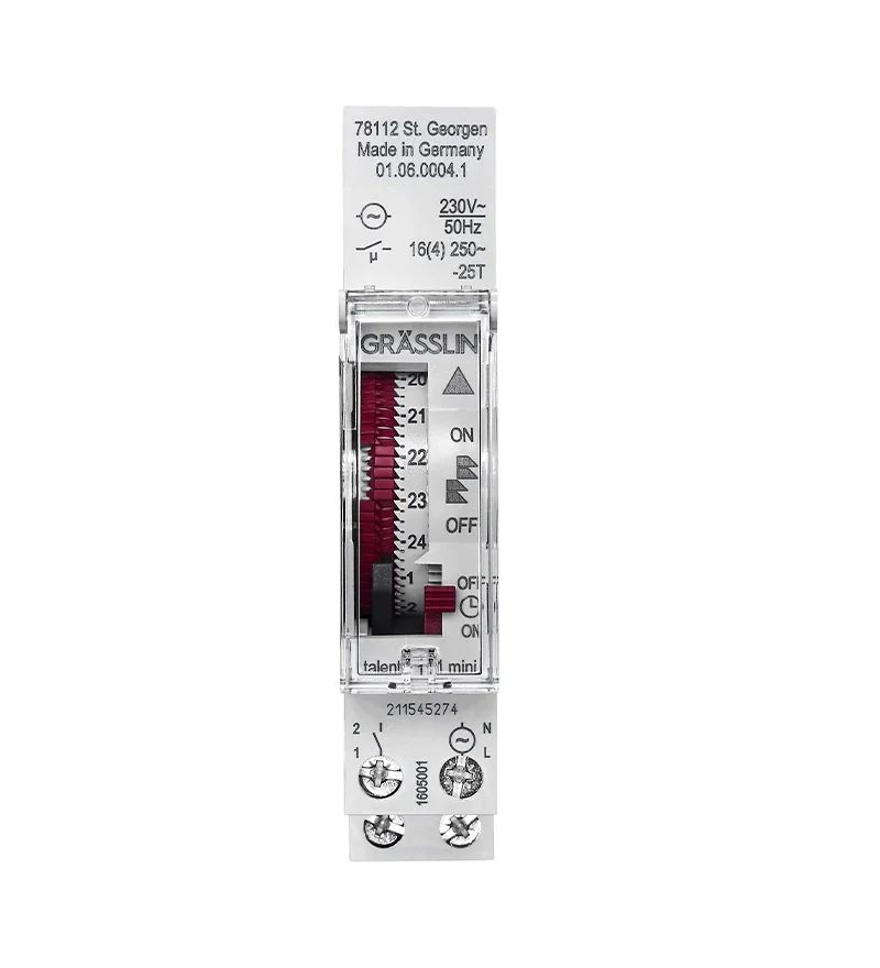 010600041 Grasslin Analogue DIN Rail Time Switch, 1-Channel 230 V ac