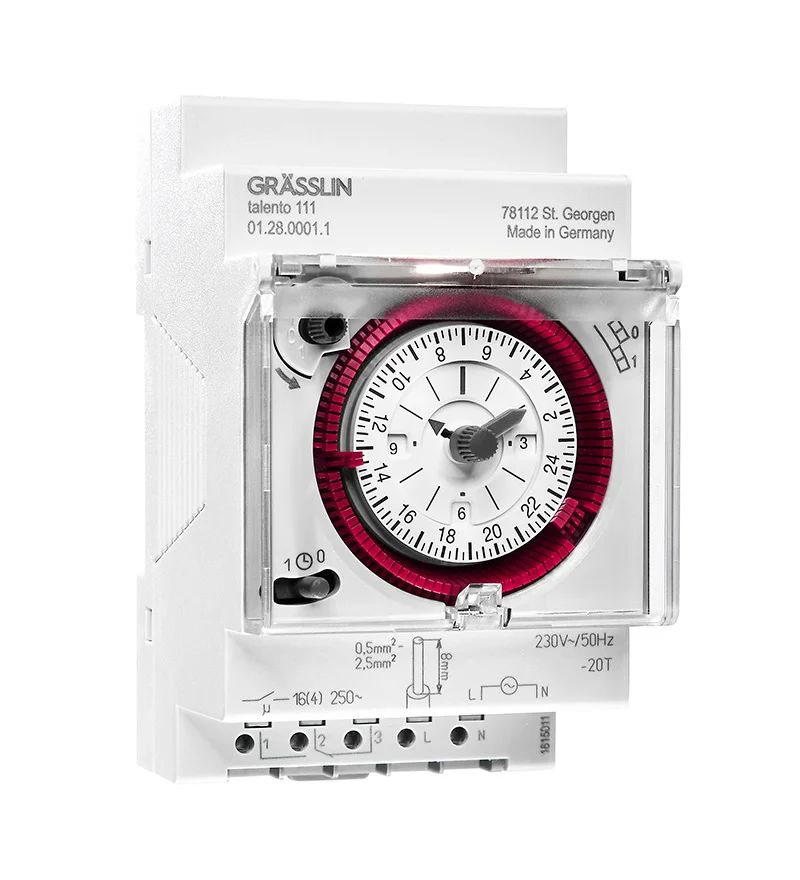 Grasslin Analogue DIN Rail Time Switch, 1-Channel 230 V ac