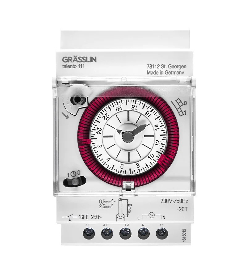 012810011 Grasslin Analogue DIN Rail Time Switch, 1-Channel 230 V ac