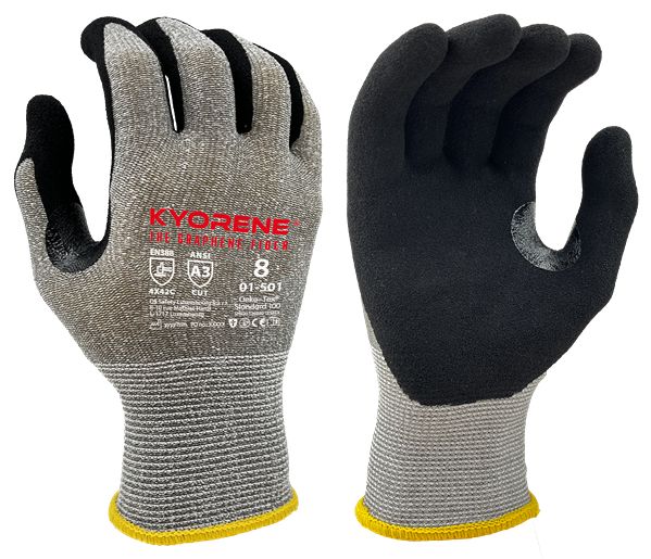 KYORENE 01-501 Grey Graphene Work Gloves, Size 10, Nitrile Micro-Foam Coating