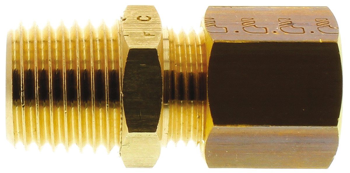 0105-08-13 Legris Pneumatic Fitting Brass Pipe Fitting Compression Compression Coupler, Male BSPT 1/4 in to Female Metric 8 mm