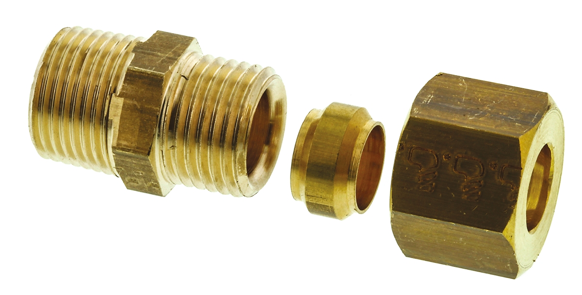 Legris Pneumatic Fitting Brass Pipe Fitting Compression Compression Coupler, Male BSPT 3/8 in to Female Metric 10 mm