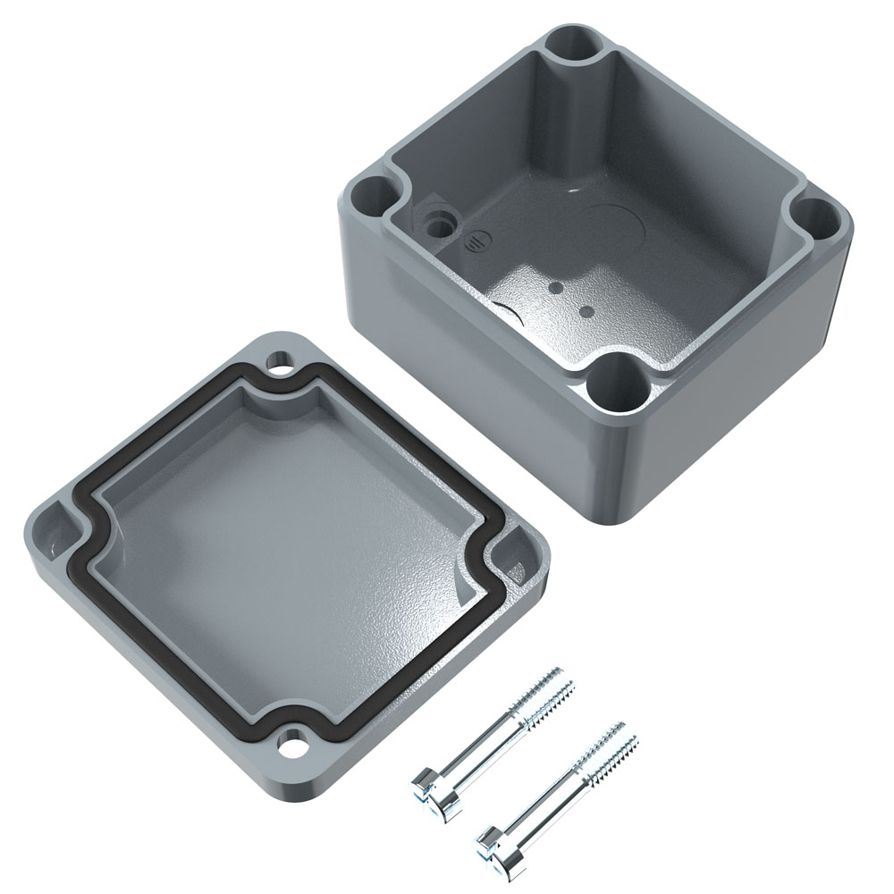 01050503 Rose Aluminium Standard Series Grey Die Cast Aluminium Enclosure, IP66, IK09 50 mm, 50 mm, 45 mm