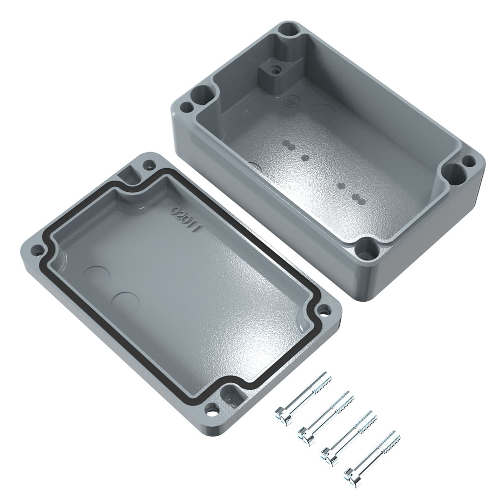 01061003 Rose Aluminium Standard Series Grey Die Cast Aluminium Enclosure, IP66, IK09 98 mm, 98 mm, 64 mm