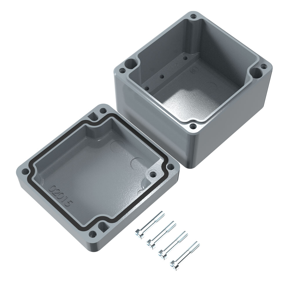 01080806 Rose Aluminium Standard Series Grey Die Cast Aluminium Enclosure, IP66, IK09 80 mm, 80 mm, 75 mm