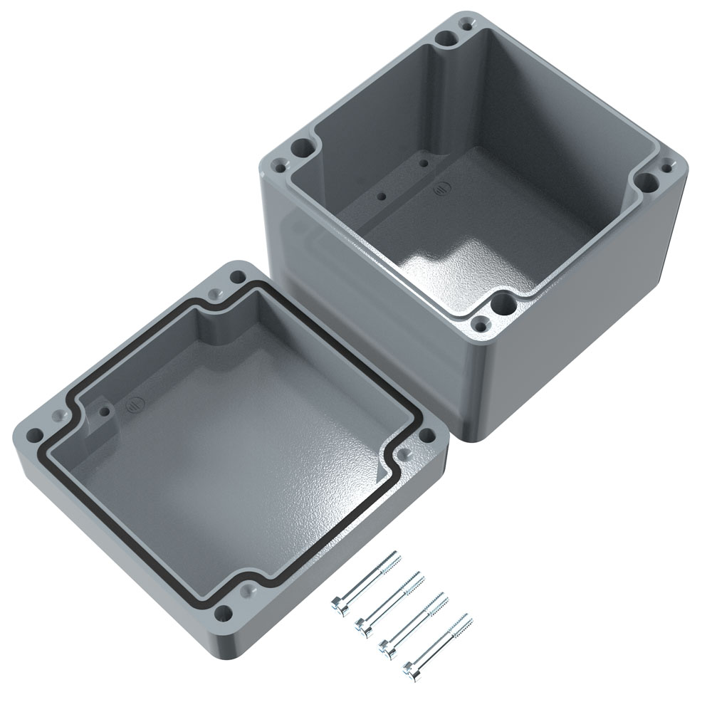 01101008 Rose Aluminium Standard Series Grey Die Cast Aluminium Enclosure, IP66, IK09 100 mm, 100 mm, 100 mm