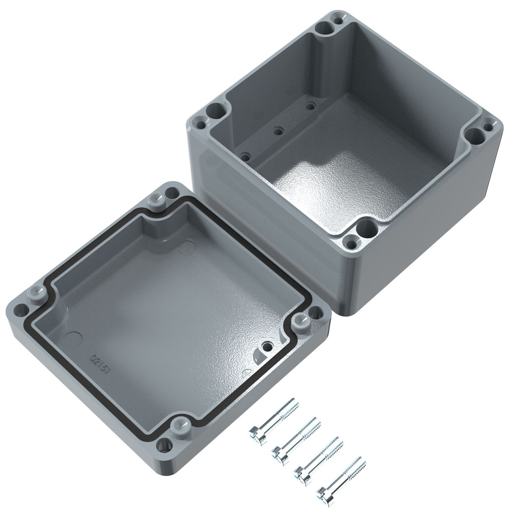 01121208 Rose Aluminium Standard Series Grey Die Cast Aluminium Enclosure, IP66, IK09 80 mm, 122 mm, 120 mm