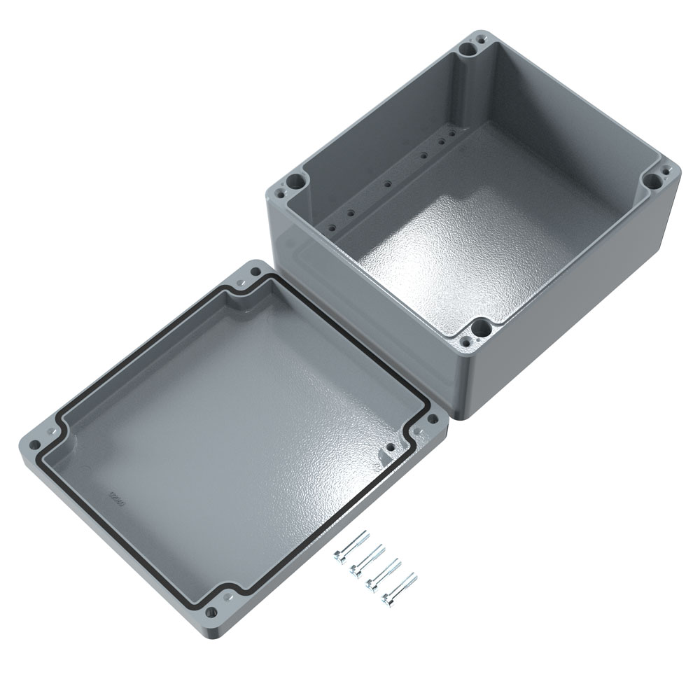 01232011 Rose Aluminium Standard Series Grey Die Cast Aluminium Enclosure, IP66, IK09 111 mm, 232 mm, 202 mm