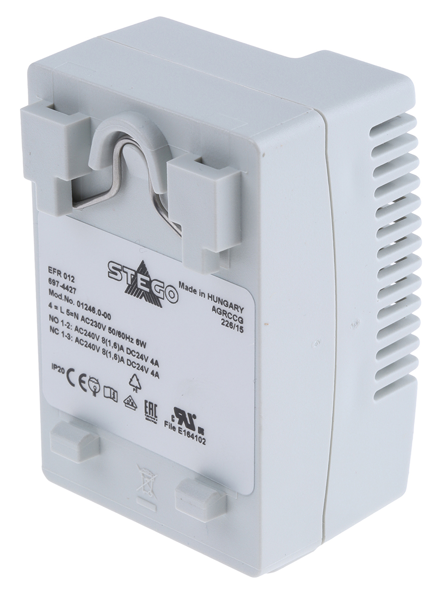 012460-00 STEGO Hygrostat, Adjustable, DIN Rail 240V ac