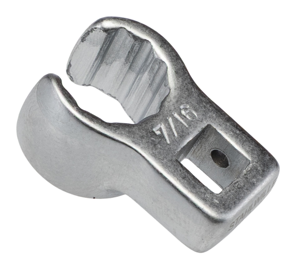 STAHLWILLE Crow Foot Spanner Head, 1/4 to mme Insert, 7/16 in, Chrome Finish